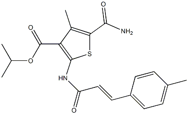 propan-2-yl 5-carbamoyl-4-methyl-2-[[(E)-3-(4-methylphenyl)prop-2-enoyl]amino]thiophene-3-carboxylate Struktur