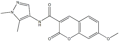 N-(1,5-dimethylpyrazol-4-yl)-7-methoxy-2-oxochromene-3-carboxamide Struktur