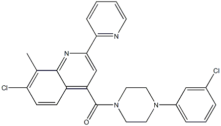 (7-chloro-8-methyl-2-pyridin-2-ylquinolin-4-yl)-[4-(3-chlorophenyl)piperazin-1-yl]methanone Struktur