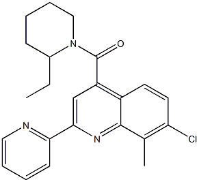 (7-chloro-8-methyl-2-pyridin-2-ylquinolin-4-yl)-(2-ethylpiperidin-1-yl)methanone Struktur