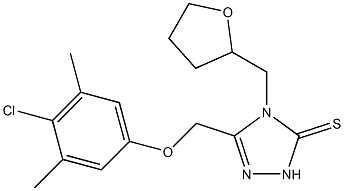 3-[(4-chloro-3,5-dimethylphenoxy)methyl]-4-(oxolan-2-ylmethyl)-1H-1,2,4-triazole-5-thione Struktur