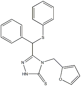 4-(furan-2-ylmethyl)-3-[phenyl(phenylsulfanyl)methyl]-1H-1,2,4-triazole-5-thione Struktur