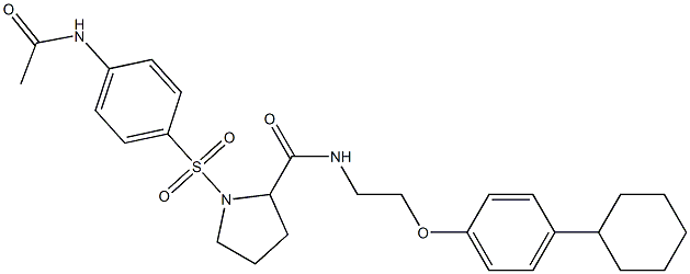 1-(4-acetamidophenyl)sulfonyl-N-[2-(4-cyclohexylphenoxy)ethyl]pyrrolidine-2-carboxamide Struktur