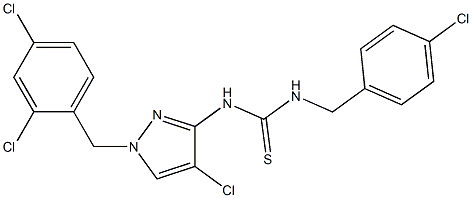 1-[4-chloro-1-[(2,4-dichlorophenyl)methyl]pyrazol-3-yl]-3-[(4-chlorophenyl)methyl]thiourea Struktur