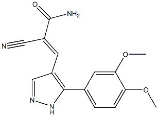 (E)-2-cyano-3-[5-(3,4-dimethoxyphenyl)-1H-pyrazol-4-yl]prop-2-enamide Struktur