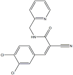 (Z)-2-cyano-3-(3,4-dichlorophenyl)-N-(pyridin-2-ylmethyl)prop-2-enamide Struktur