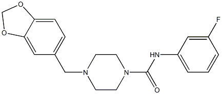 4-(1,3-benzodioxol-5-ylmethyl)-N-(3-fluorophenyl)piperazine-1-carboxamide Struktur