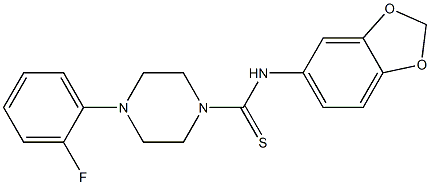 N-(1,3-benzodioxol-5-yl)-4-(2-fluorophenyl)piperazine-1-carbothioamide Struktur