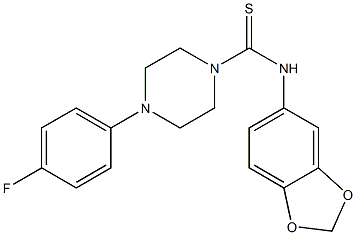 N-(1,3-benzodioxol-5-yl)-4-(4-fluorophenyl)piperazine-1-carbothioamide Struktur