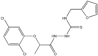 1-[2-(2,5-dichlorophenoxy)propanoylamino]-3-(furan-2-ylmethyl)thiourea Struktur