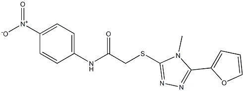 2-[[5-(furan-2-yl)-4-methyl-1,2,4-triazol-3-yl]sulfanyl]-N-(4-nitrophenyl)acetamide Struktur