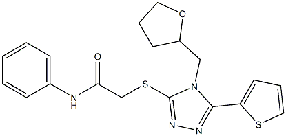 2-[[4-(oxolan-2-ylmethyl)-5-thiophen-2-yl-1,2,4-triazol-3-yl]sulfanyl]-N-phenylacetamide Struktur