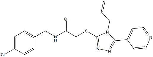 N-[(4-chlorophenyl)methyl]-2-[(4-prop-2-enyl-5-pyridin-4-yl-1,2,4-triazol-3-yl)sulfanyl]acetamide Struktur