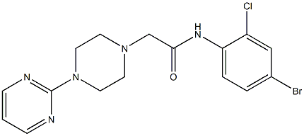 N-(4-bromo-2-chlorophenyl)-2-(4-pyrimidin-2-ylpiperazin-1-yl)acetamide Struktur