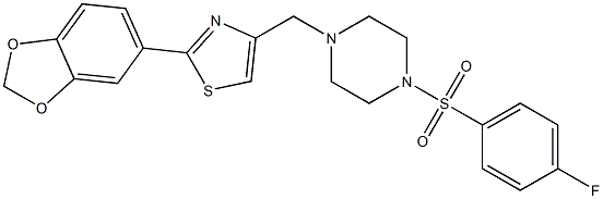 2-(1,3-benzodioxol-5-yl)-4-[[4-(4-fluorophenyl)sulfonylpiperazin-1-yl]methyl]-1,3-thiazole Struktur