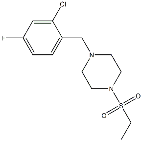 1-[(2-chloro-4-fluorophenyl)methyl]-4-ethylsulfonylpiperazine Struktur