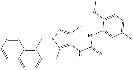 1-[3,5-dimethyl-1-(naphthalen-1-ylmethyl)pyrazol-4-yl]-3-(2-methoxy-5-methylphenyl)urea Struktur