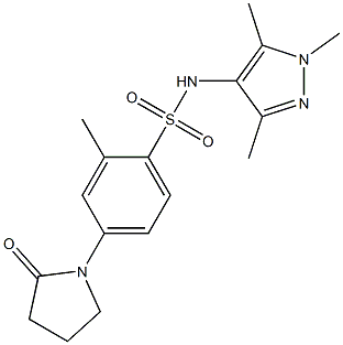 2-methyl-4-(2-oxopyrrolidin-1-yl)-N-(1,3,5-trimethylpyrazol-4-yl)benzenesulfonamide Struktur