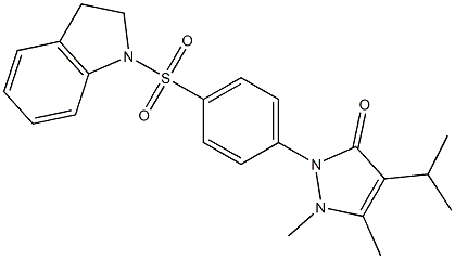 2-[4-(2,3-dihydroindol-1-ylsulfonyl)phenyl]-1,5-dimethyl-4-propan-2-ylpyrazol-3-one Struktur