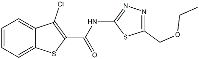 3-chloro-N-[5-(ethoxymethyl)-1,3,4-thiadiazol-2-yl]-1-benzothiophene-2-carboxamide Struktur