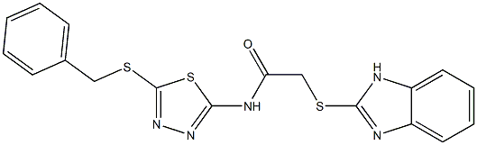 2-(1H-benzimidazol-2-ylsulfanyl)-N-(5-benzylsulfanyl-1,3,4-thiadiazol-2-yl)acetamide Struktur