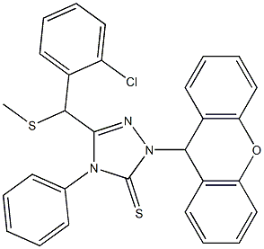 5-[(2-chlorophenyl)methylsulfanylmethyl]-4-phenyl-2-(9H-xanthen-9-yl)-1,2,4-triazole-3-thione Struktur