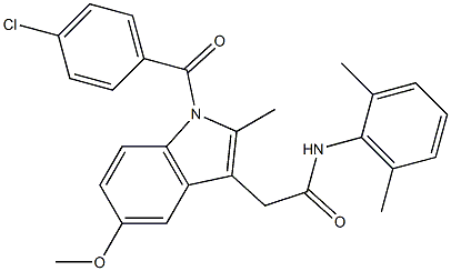 2-[1-(4-chlorobenzoyl)-5-methoxy-2-methylindol-3-yl]-N-(2,6-dimethylphenyl)acetamide Struktur