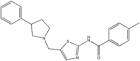 4-methyl-N-[5-[(3-phenylpyrrolidin-1-yl)methyl]-1,3-thiazol-2-yl]benzamide Struktur