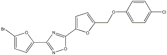 3-(5-bromofuran-2-yl)-5-[5-[(4-chlorophenoxy)methyl]furan-2-yl]-1,2,4-oxadiazole Struktur