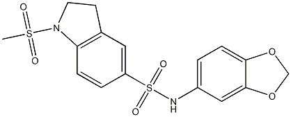 N-(1,3-benzodioxol-5-yl)-1-methylsulfonyl-2,3-dihydroindole-5-sulfonamide Struktur