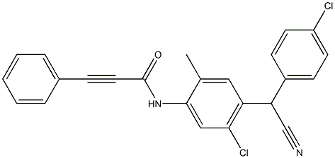 N-[5-chloro-4-[(4-chlorophenyl)-cyanomethyl]-2-methylphenyl]-3-phenylprop-2-ynamide Struktur