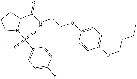 N-[2-(4-butoxyphenoxy)ethyl]-1-(4-fluorophenyl)sulfonylpyrrolidine-2-carboxamide Struktur