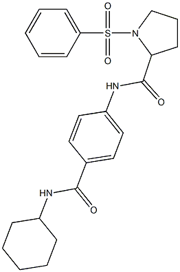 1-(benzenesulfonyl)-N-[4-(cyclohexylcarbamoyl)phenyl]pyrrolidine-2-carboxamide Struktur