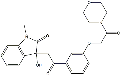 3-hydroxy-1-methyl-3-[2-[3-(2-morpholin-4-yl-2-oxoethoxy)phenyl]-2-oxoethyl]indol-2-one Struktur