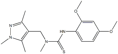 3-(2,4-dimethoxyphenyl)-1-methyl-1-[(1,3,5-trimethylpyrazol-4-yl)methyl]thiourea Struktur