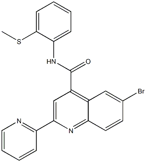 6-bromo-N-(2-methylsulfanylphenyl)-2-pyridin-2-ylquinoline-4-carboxamide Struktur