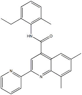 N-(2-ethyl-6-methylphenyl)-6,8-dimethyl-2-pyridin-2-ylquinoline-4-carboxamide Struktur