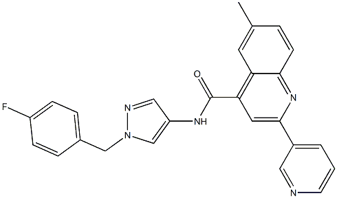 N-[1-[(4-fluorophenyl)methyl]pyrazol-4-yl]-6-methyl-2-pyridin-3-ylquinoline-4-carboxamide Struktur