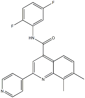 N-(2,5-difluorophenyl)-7,8-dimethyl-2-pyridin-4-ylquinoline-4-carboxamide Struktur