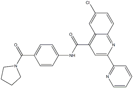 6-chloro-2-pyridin-2-yl-N-[4-(pyrrolidine-1-carbonyl)phenyl]quinoline-4-carboxamide Struktur