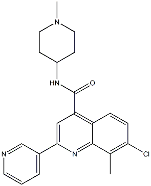 7-chloro-8-methyl-N-(1-methylpiperidin-4-yl)-2-pyridin-3-ylquinoline-4-carboxamide Struktur