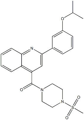 (4-methylsulfonylpiperazin-1-yl)-[2-(3-propan-2-yloxyphenyl)quinolin-4-yl]methanone Struktur