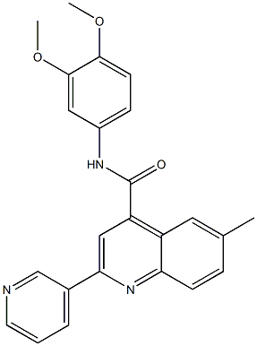 N-(3,4-dimethoxyphenyl)-6-methyl-2-pyridin-3-ylquinoline-4-carboxamide Struktur