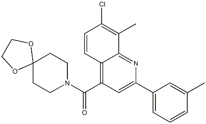 [7-chloro-8-methyl-2-(3-methylphenyl)quinolin-4-yl]-(1,4-dioxa-8-azaspiro[4.5]decan-8-yl)methanone Struktur