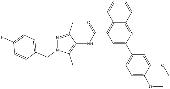 2-(3,4-dimethoxyphenyl)-N-[1-[(4-fluorophenyl)methyl]-3,5-dimethylpyrazol-4-yl]quinoline-4-carboxamide Struktur