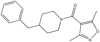 (4-benzylpiperidin-1-yl)-(3,5-dimethyl-1,2-oxazol-4-yl)methanone Struktur