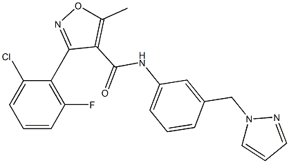 3-(2-chloro-6-fluorophenyl)-5-methyl-N-[3-(pyrazol-1-ylmethyl)phenyl]-1,2-oxazole-4-carboxamide Struktur