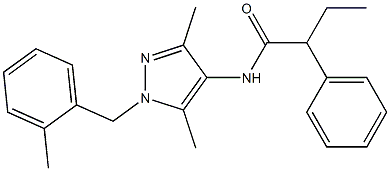 N-[3,5-dimethyl-1-[(2-methylphenyl)methyl]pyrazol-4-yl]-2-phenylbutanamide Struktur