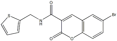 6-bromo-2-oxo-N-(thiophen-2-ylmethyl)chromene-3-carboxamide Struktur