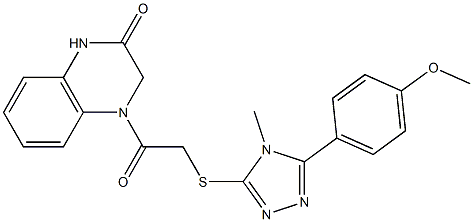 4-[2-[[5-(4-methoxyphenyl)-4-methyl-1,2,4-triazol-3-yl]sulfanyl]acetyl]-1,3-dihydroquinoxalin-2-one Struktur